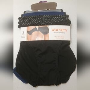 Warner's Black, Polkadot, and Blue Microfiber Hipster Set Size 2X